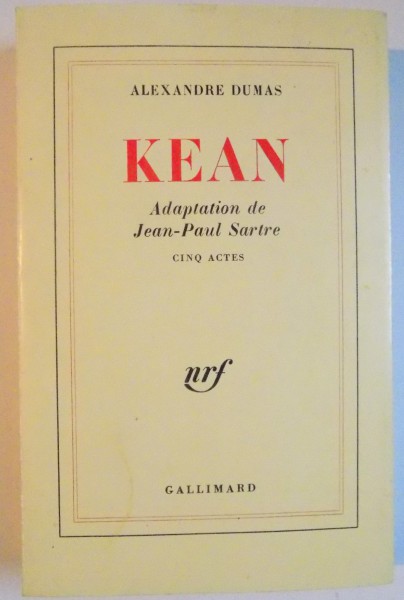 KEAN PAR ALEXANDRE DUMAS , ADAPTATION DE JEAN PAUL SARTRE , CINQ ACTES , 1954