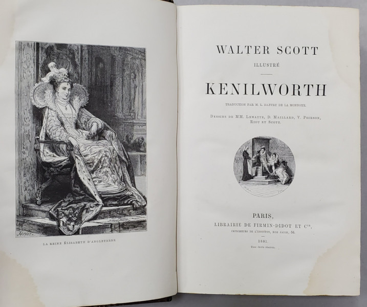 KENILWORTH de WALTER SCOTT  - PARIS, 1881