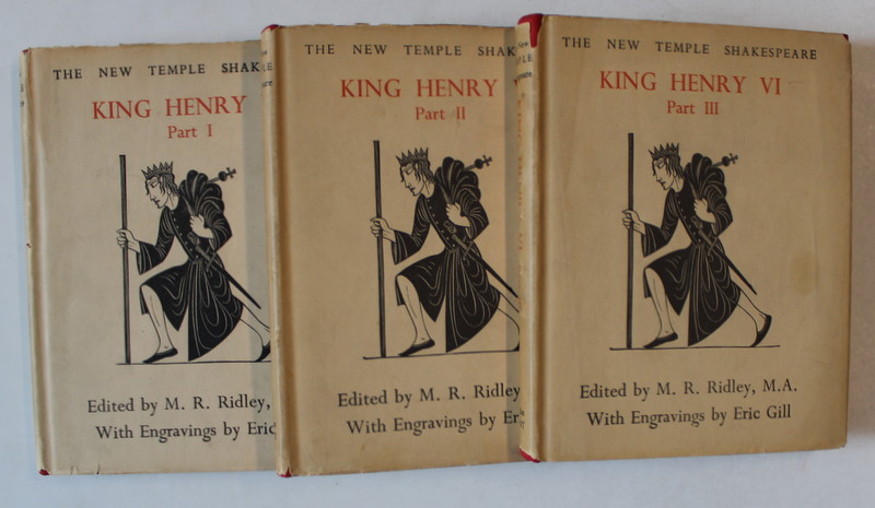 KING HENRY VI by WILLIAM SHAKESPEARE , THREE VOLUMES , with engravings by ERIC GILL , 1935