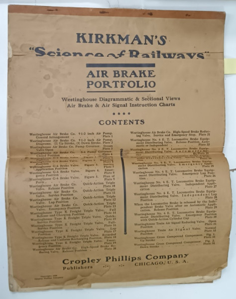 KIRMAN 'S ' SCIENCE OF RAILWAYS ' , AIR BRAKE PORTOFOLIO , CATALOG ILUSTRAT , 1920