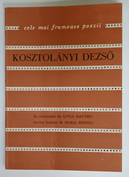 KOSZTOLANYI  DEZSO , COLECTIA ' CELE MAI FRUMOASE POEZII ' , NR. 154 , 1976 , desen de BALOGH LAJOS