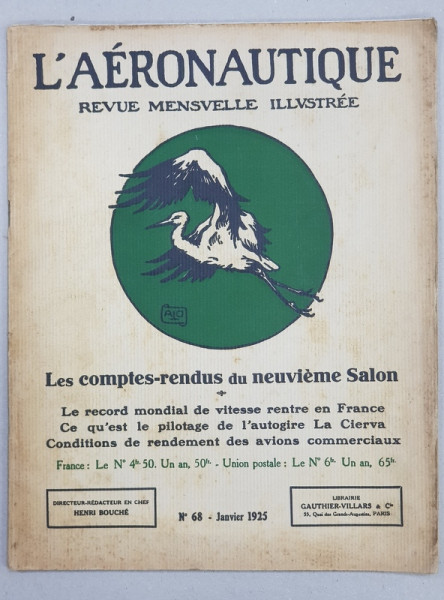 L ' AERONAUTIQUE - REVUE MENSUELLE ILLUSTREE, No. 68, Ianuarie 1925