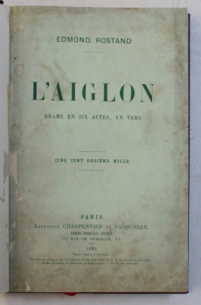 L ' AIGLON par EDMOND ROSTAND , 1926