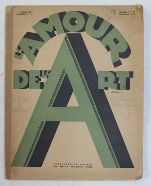 L ' AMOUR DE L ' ART , REVUE MENSUELLE , , No. 11 . 7e ANNEE , 1928