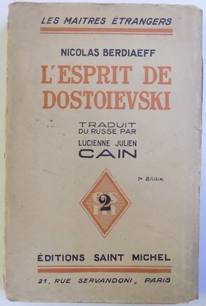 L ' ESPRIT DE DOSTOIEVSKI par NICOLAS BERDIAEFF , 1929
