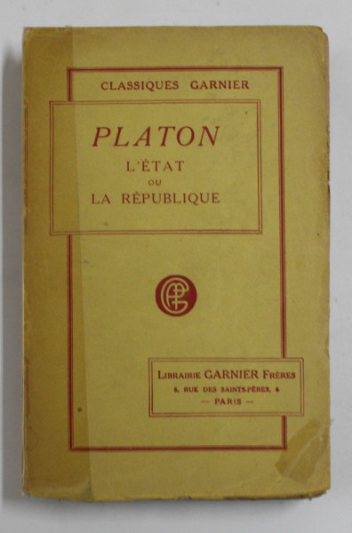 L ' ETAT OU LA REPUBLIQUE par PLATON , 1929