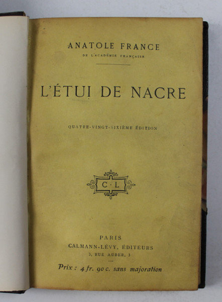 L 'ETUI DE NACRE par ANATOLE FRANCE , 1920