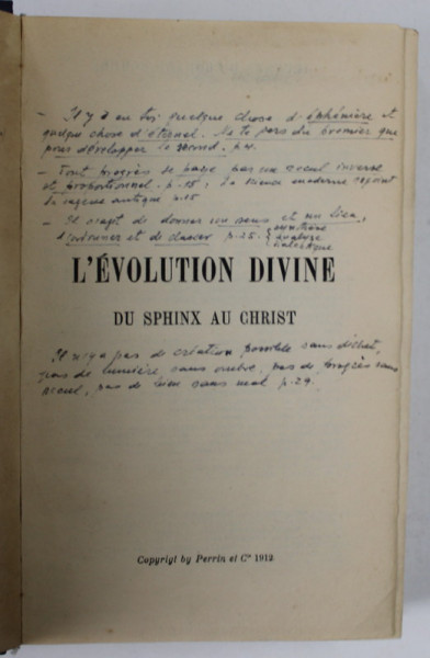 L' EVOLUTION DIVINE DU SPHINX AU CHRIST par EDOUARD SCHURE , 1912