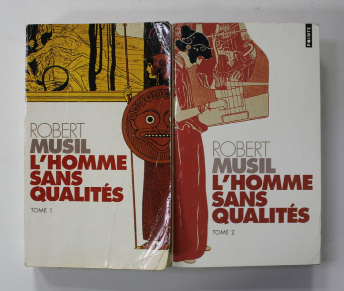L ' HOMME SANS QUALITES par ROBERT MUSIL , VOLUMELE I - II , 1995 , VOLUMUL I CU COPERTA UZATA SI CU URME DE INDOIRE