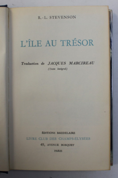 L ' ILE AU TRESOR par R. - L. STEVENSON , 1965