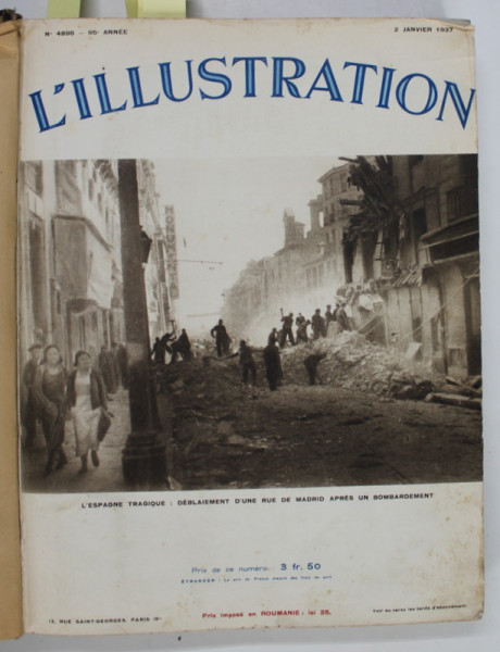 L ' ILLUSTRATION , 95 ANEE , COLEGAT DE 12 NUMERE , APARUTE INTRE 2 IANUARIE SI 27 MARTIE , 1937