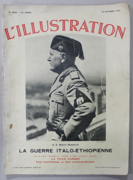 L ' ILLUSTRATION , JOURNAL , SUBJET : LA GUERRE ITALO - ETHIOPIENNE ,  no. 4832 , 12 OCTOBRE 1935