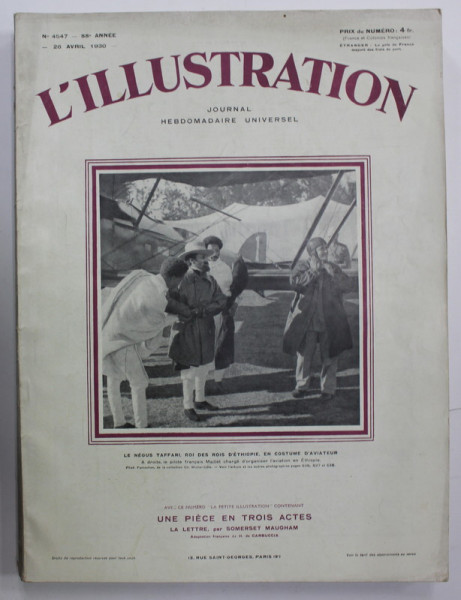 L ' ILLUSTRATION , No. 4547 , LE NEGUS TAFFARI EN COSTUME D 'AVIATEUR  ,  26 AVRIL   , 1930