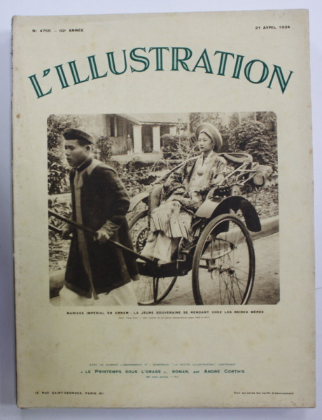 L ' ILLUSTRATION , No. 4755 ,  MARIAGE IMPERIAL EN ANNAM  ,  21 AVRIL   , 1934