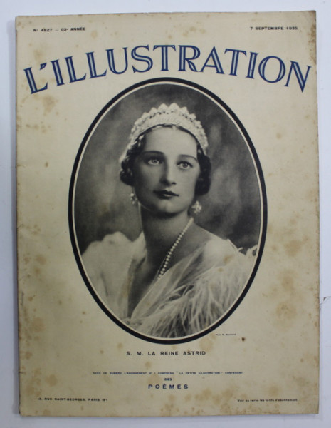 L ' ILLUSTRATION , No. 4827 , S.M. LA REINE ASTRID , 7 SEPTEMBRE , 1935
