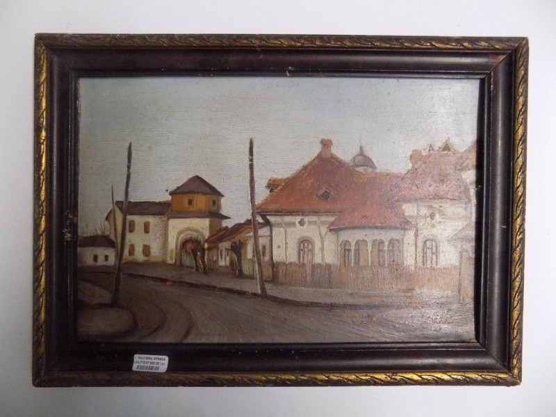 L. MILITARU, STRADA DIN ORAS, SEMNAT SI DATA DREAPTA JOS ''L. MILITARU 1936''