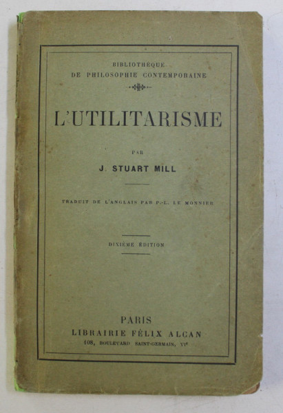 L 'UTILITARISME par J. STUART MILL , 1925