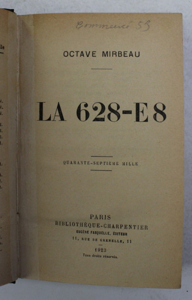 LA 628 - E 8 par OCTAVE MIRBEAU ,1923