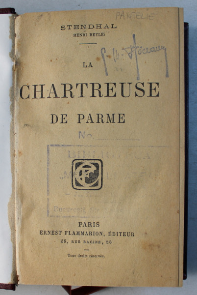 LA CHARTREUSE DE PARME par STENDHAL , 1928