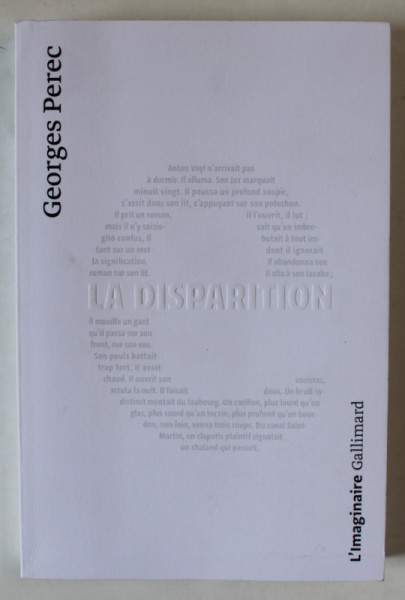 LA DISPARITION par GEORGES PEREC , 2019
