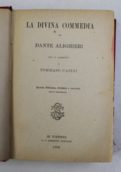 LA DIVINA COMMEDIA di DANTE ALIGHIERI , 1899