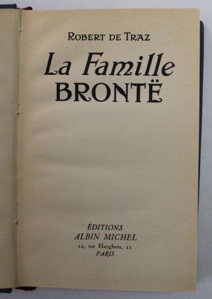 LA FAMILLE BRONTE par ROBERT DE TRAZ , 1939