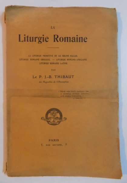 LA LITURGIE ROMAINE par P.J.B. THIBAUT