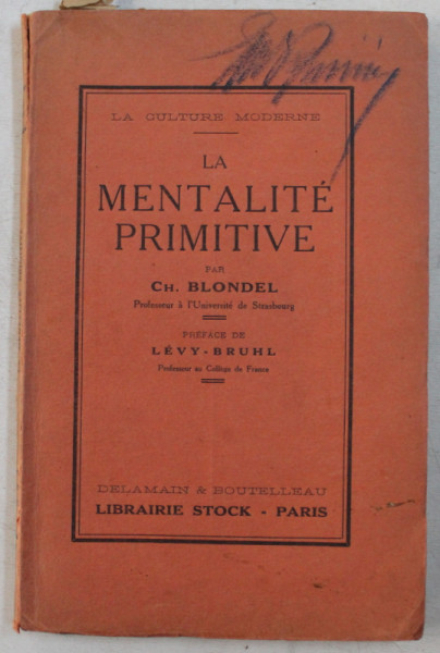 LA MENTALITE PRIMITIVE par CH. BLONDEL , 1926