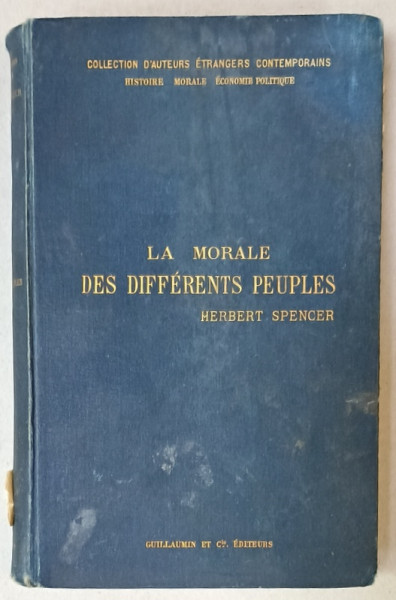 LA MORALE DES DIFFERENTS PEUPLES ET LA MORALE PERSONNELLE par HERBERT SPENCER , 1893