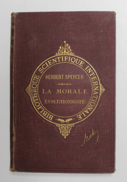 LA MORALE EVOLUTIONNISTE par HERBERT SPENCER , 1893, LIPSA PAGINA DE TITLU *