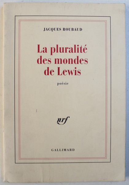 LA PLURALITE DE MONDES DE LEWIS par JACQUES ROUBAUD , 1991