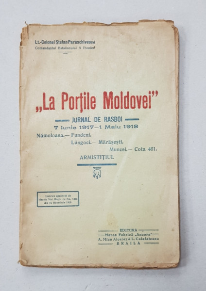 La portile Moldovei, Jurnal de Razboiu al Lt. Colonel Stefan Paraschivescu - Braila, 1919
