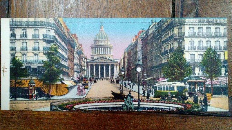 La Rue Soufflot et le Pantheon, Carte postala ilustrata dubla