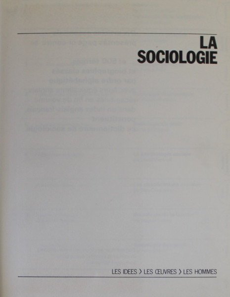 LA SOCIOLOGIE , LES IDEES , LES OEUVRES , LES HOMMES , 1970