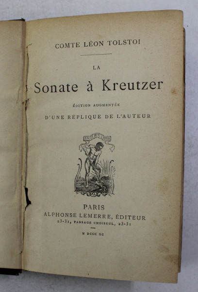 LA SONATE A KREUTZER par COMTE LEON TOLSTOI , 1890