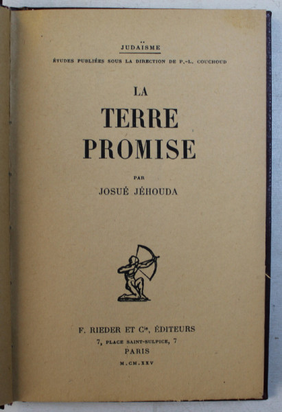 LA TERRE PROMISE par JOSUE JEHOUDA , 1925