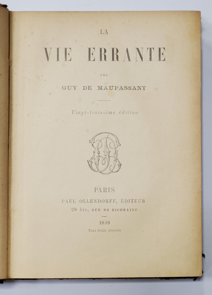 LA VIE ERRANTE par GUY DE MAUPASSANT , 1898