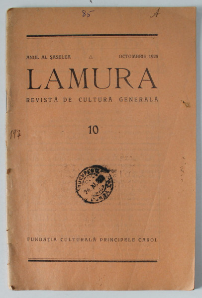 LAMURA , REVISTA DE CULTURA GENERALA , NR. 10 , 1925