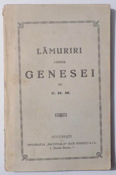 LAMURIRI ASUPRA GENESEI de C. H. M.
