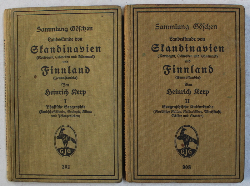 LANDESKUNDE VON SKANDINAVIEN UND FINLAND von HEINRICH KERP ,  BAND I - II , 1925