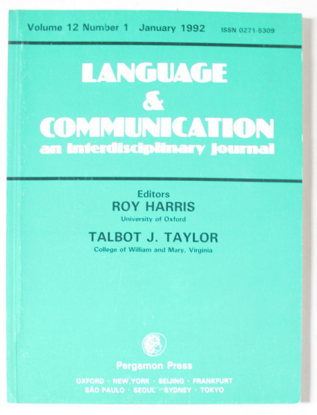 LANGUAGE and COMMUNICATION , AN INTERDISCIPLINARY JOURNAL , NUMBER 1 , JANUARY , 1992