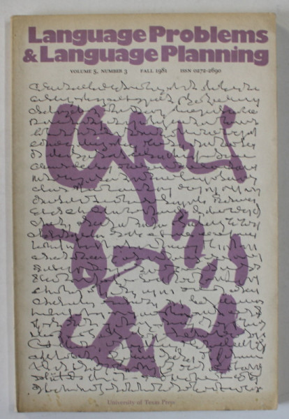 LANGUAGE PROBLEMS and LANGUAGES PLANNING , NUMBER 3 , FALL , 1981