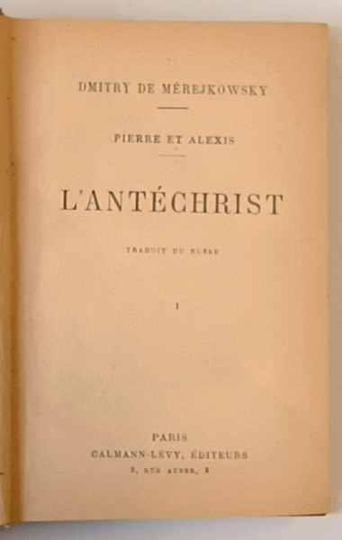 L'ANTECHRIST par DMITRY DE MEREJKOWSKY, PARIS