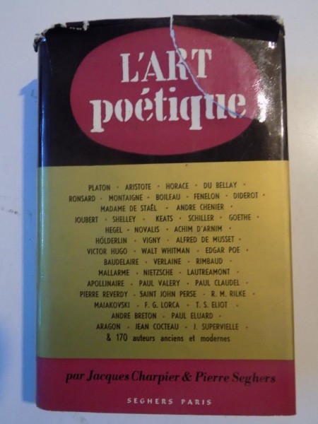 L'ART POETIQUE pAR JACQUES CHARPIER&PIERRE SEGHRS 1956