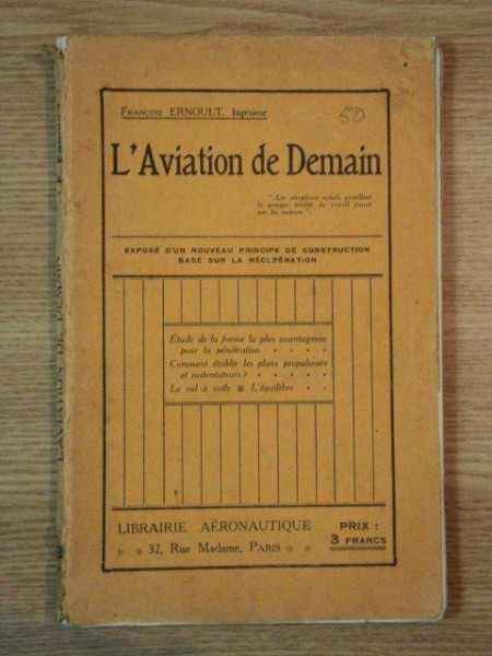 L'AVIATION DE DEMAIN de FRANCOIS ERNOULT , 1910