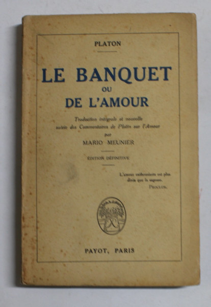 LE BANQUET OU DE L 'AMOUR par PLATON , 1926