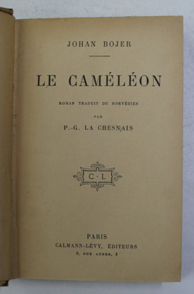 LE CAMELEON par JOHAN BOJER , 1921