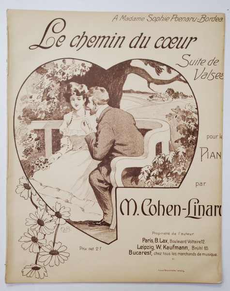 LE CHEMIN DU COEUR - SUITE DE VALSES POUR LE PIANO par M. COHEN - LINARU , INCEPUTUL SECOLULUI XX , PARTITURA