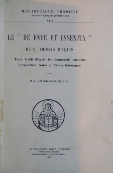 LE "DE ENTE ET ESSENTIA" de S. THOMAS D'QUIN , 1926