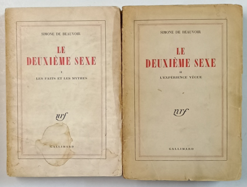 LE DEUXIEME SEXE par SIMONE DE BEAUVOIR , VOLUMELE I - II , 1962 , PREZINTA PETE SI SUBLINIERI *